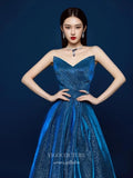 Blue Strapless Sweetheart Prom Dresses 2025 Shimmering Satin Formal Dress 25059-Prom Dresses-vigocouture-Blue-Custom Size-vigocouture