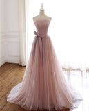 Blush Pink Strapless A-Line Prom Dresses 20848