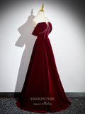 Burgundy Velvet Prom Dresses Off the Shoulder Formal Gown 24410-Prom Dresses-vigocouture-Burgundy-Custom Size-vigocouture
