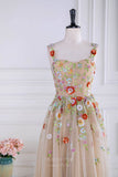 Champagne Floral Blossom Prom Dresses Lace Applique Formal Gown 24368-Prom Dresses-vigocouture-Champagne-Custom Size-vigocouture