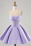 Cute Fuchsia A Line Sweetheart Corset Homecoming Dresses Satin Back to School Dress hc368-Prom Dresses-vigocouture-Lavender-Custom Size-vigocouture