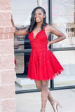 Cute Lace Applique Homecoming Dress with Spaghetti Strap hc256-Prom Dresses-vigocouture-Red-US0-vigocouture