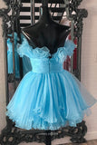 Cute Ruffled Tiered Homecoming Dresses Strapless Organza Back to School Dress hc434-Prom Dresses-vigocouture-Light Blue-Custom Size-vigocouture