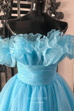 Cute Ruffled Tiered Homecoming Dresses Strapless Organza Back to School Dress hc434-Prom Dresses-vigocouture-Light Blue-Custom Size-vigocouture