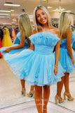 Cute Ruffled Tiered Homecoming Dresses Strapless Organza Back to School Dress hc434