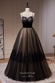 Elegant Black Lace Prom Dresses Spaghetti Strap Evening Dress 22389