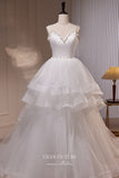 Elegant Ivory Ruffled Prom Dress with Spaghetti Strap 22387-Prom Dresses-vigocouture-Ivory-Custom Size-vigocouture
