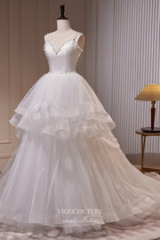 Elegant Ivory Ruffled Prom Dress with Spaghetti Strap 22387