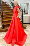 Elegant Satin Bow-Tie Cheap Prom Dresses One Shoulder Formal Gown 24349-Prom Dresses-vigocouture-Blue-Custom Size-vigocouture