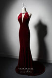 Elegant Satin Mermaid Prom Dresses with Beaded String 22375-Prom Dresses-vigocouture-Burgundy-Custom Size-vigocouture