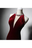 Elegant Satin Mermaid Prom Dresses with Beaded String 22375-Prom Dresses-vigocouture-Burgundy-Custom Size-vigocouture