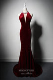 Elegant Satin Mermaid Prom Dresses with Beaded String 22375-Prom Dresses-vigocouture-Burgundy-Custom Size-vigocouture