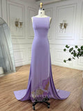 Elegant Satin Mermaid Prom Dresses with Removable Train Butterfly Lace Formal Dress 24529-Prom Dresses-vigocouture-Lavender-US2-vigocouture