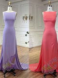 Elegant Satin Mermaid Prom Dresses with Removable Train Butterfly Lace Formal Dress 24529-Prom Dresses-vigocouture-Lavender-US2-vigocouture