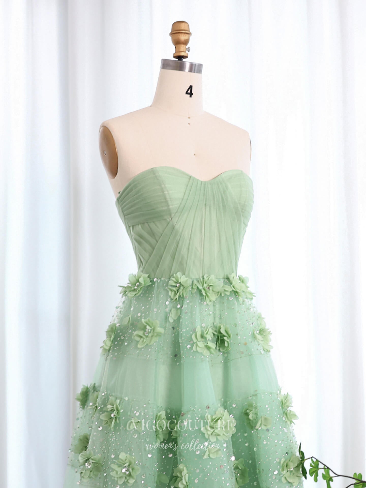 Prom Dresses 2025 to impress Mint Green Convertible Strapless A-Line Evening Gown with 3D Floral Appliqué & Sparkly Tulle Skirt – 26018-vigocouture-vigocouture