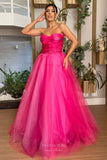 Fancy Fuchsia Tulle Prom Dresses Strapless Formal Gown 24011-Prom Dresses-vigocouture-Fuchsia-Custom Size-vigocouture