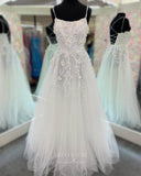 Floral Sequin Lace Applique Prom Dresses Spaghetti Strap Evening Dress 24374-Prom Dresses-vigocouture-Ivory-Custom Size-vigocouture