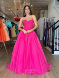 Fuchsia Strapless Prom Dresses Lace Applique Formal Dress 24026-Prom Dresses-vigocouture-Fuchsia-Custom Size-vigocouture