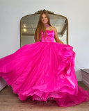 Fuchsia Strapless Prom Dresses Shimmering Tulle Formal Dress 24027-Prom Dresses-vigocouture-Fuchsia-Custom Size-vigocouture