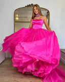 Fuchsia Strapless Prom Dresses Shimmering Tulle Formal Dress 24027-Prom Dresses-vigocouture-Fuchsia-Custom Size-vigocouture
