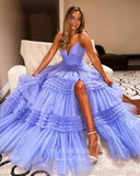 vigocouture-Sparkly Tulle Tiered Prom Dresses A-Line Spaghetti Strap Formal Dresses 21544-Prom Dresses-vigocouture-Lavender-US2-