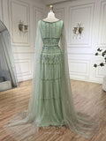 Green Beaded Pageant Dresses Extra Long Sleeve Square Neck Evening Dress 25029-Prom Dresses-vigocouture-Green-US2-vigocouture