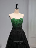 Green Sweetheart Sequin Strapless Prom Dresses 2025 Wrinkled Tulle Formal Dress 25062-Prom Dresses-vigocouture-Green-Custom Size-vigocouture