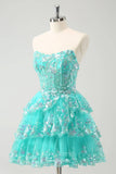 Green Tiered Sweetheart Homecoming Dresses Sequin Lace Graduation Dress hc403-Prom Dresses-vigocouture-Green-Custom Size-vigocouture