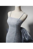 Grey Mermaid Bow-Tie Prom Dresses with Spaghetti Strap 22367-Prom Dresses-vigocouture-Grey-Custom Size-vigocouture