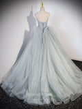 Grey Shimmering Tulle Strapless Prom Dresses Pleated Bodice 24415-Prom Dresses-vigocouture-Grey-Custom Size-vigocouture