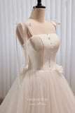 Ivory Dotted Tulle Prom Dress with Spaghetti Strap 22386-Prom Dresses-vigocouture-Ivory-Custom Size-vigocouture