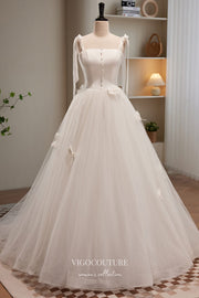 Ivory Dotted Tulle Prom Dress with Spaghetti Strap 22386