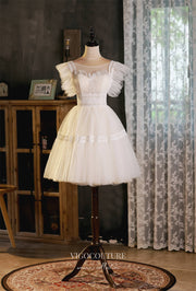 Ivory Lace Applique Homecoming Dresses Cute Graduation Dresses hc148