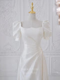 vigocouture-Ivory Puffed Sleeve Satin Wedding Dresses w0013-Wedding Dresses-vigocouture-