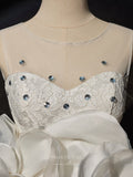 Ivory Rose Blossom Homecoming Dress 3D Flower Graduation Dress hc305-Prom Dresses-vigocouture-Ivory-Custom Size-vigocouture