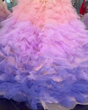 Lavender Pink Ruffled Quinceanera Dresses Beaded Tiered Prom Ball Gown 24016-Prom Dresses-vigocouture-Lavender-Custom Size-vigocouture