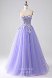 Lavender Removable Long Sleeve Prom Dresses Lace Applique Formal Gown 24538-Prom Dresses-vigocouture-Lavender-Custom Size-vigocouture