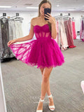 Lavender Ruffled Tiered Homecoming Dresses Strapless Sweetheart Short Prom Dress hc460-Prom Dresses-vigocouture-Fuchsia-Custom Size-vigocouture