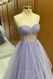 Lavender Tiered Beaded Strapless Prom Dresses 2024 Sheer Boned Bodice 24268-Prom Dresses-vigocouture-Lavender-Custom Size-vigocouture