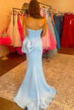 Light Blue Mermaid Satin Cheap Prom Dresses with Slit Bow Sweetheart Neck 24273-Prom Dresses-vigocouture-Light Blue-Custom Size-vigocouture