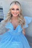 Light Blue Ruffled Tiered Homecoming Dresses Organza Cheap Short Prom Dress hc454-Prom Dresses-vigocouture-Light Blue-Custom Size-vigocouture