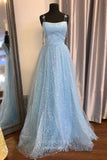 Light Blue Starry Tulle Prom Dresses Spaghetti Strap Evening Dress 22009-Prom Dresses-vigocouture-Light Blue-US2-vigocouture