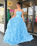 Light Blue Tiered Prom Dresses Strapless Formal Gown 24022-Prom Dresses-vigocouture-Light Blue-Custom Size-vigocouture