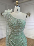 Light Green Beaded Mermaid Prom Dresses One Shoulder Pageant Dress 24505-Prom Dresses-vigocouture-Light Green-US2-vigocouture