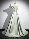 Light Green Off the Shoulder Cheap Prom Dresses 2025 Satin Formal Gown 25066-Prom Dresses-vigocouture-Light Green-Custom Size-vigocouture