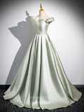 Light Green Off the Shoulder Cheap Prom Dresses 2025 Satin Formal Gown 25066-Prom Dresses-vigocouture-Light Green-Custom Size-vigocouture