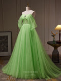 Light Green Off the Shoulder Prom Dresses 2024 Sequin Lining Pleated Bodice 24253-Prom Dresses-vigocouture-Light Green-Custom Size-vigocouture