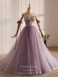 Mauve Pearl String Shimmering Tulle Prom Dresses Spaghetti Strap 24396-Prom Dresses-vigocouture-Mauve-Custom Size-vigocouture