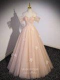 Pink Floral Prom Dresses Off the Shoulder Formal Dress 24418