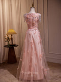 Pink Lace Applique Prom Dresses 2024 Beaded String V-Neck 24247-Prom Dresses-vigocouture-Pink-Custom Size-vigocouture